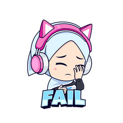 Wall Mural - Fail gamer girl expressions reaction sticker gaming mascot logo