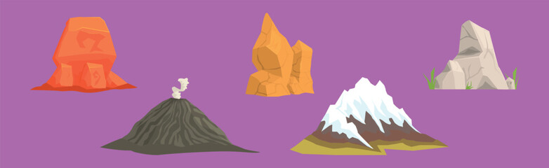Poster - Rock and Solid Stone as Game Element Vector Set