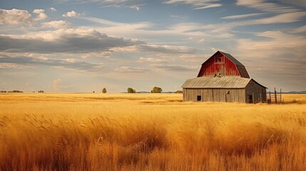 Canvas Print - farm barn in field