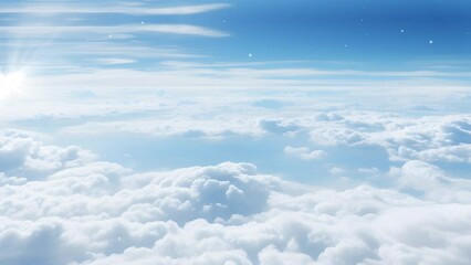 Wall Mural - flying in to fluffy clouds at daytime