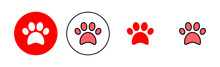 Paw Icon Set Illustration. Paw Print Sign And Symbol. Dog Or Cat Paw