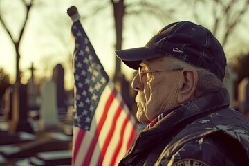 Wall Mural - The elderly veteran pondered silently within himself.