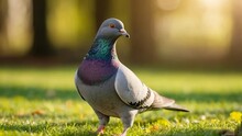 Pigeon Standing On Green Grass