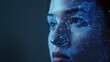 © oldwar - Facial Recognition System concept. Face Recognition. 3D scanning. Face ID wireframe concept. Polygon face control biometric scanning