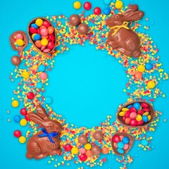 Poster - Chocolate Easter Eggs and colored candy