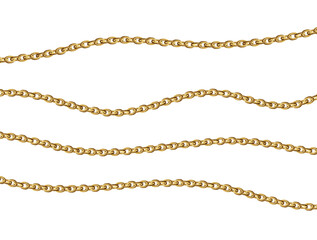 Gold necklaces Isolated on white. Golden chain illustration. Golden necklace for ads, flyers, web site, sale banners.	