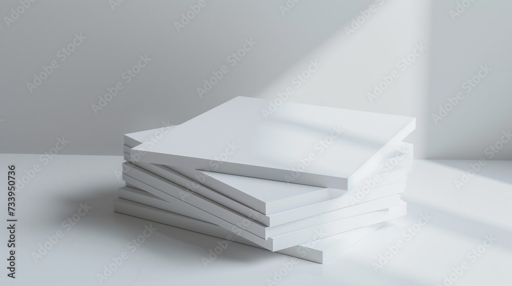 Stack of leaflet mockups on a minimalist desk setup with clean lines ...
