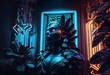 Divine Illumination: AI-Generated 3D Neon Jungle Abstracted Visual Art. Generative AI