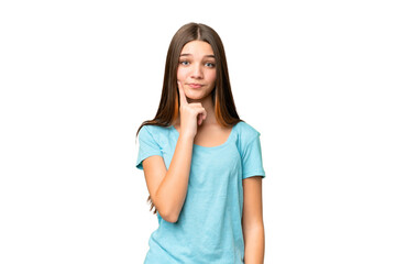 Sticker - Teenager girl over isolated chroma key background and thinking