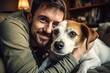 © Rafiqul - Man Hugging Jack Russell Terrier Dog at Home