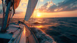 © Bitz - Sailboat at sunset at open sea, competitive.
