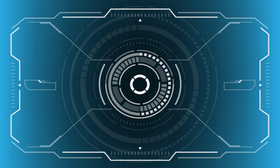 Poster - HUD sci-fi interface screen view white circular geometric design virtual reality futuristic technology creative display on blue vector