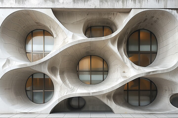 Poster - Parametric facade of a modern building inspired by art nouveau architecture. Background image. Created with Generative AI technology