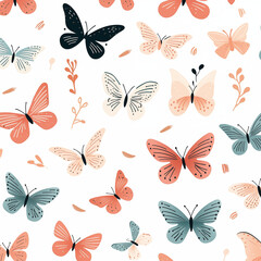  Butterfly line art cute minimalist style seamless pattern vector file