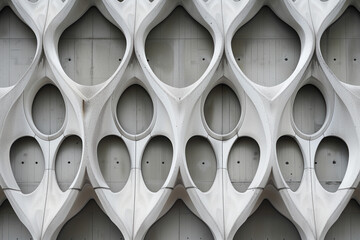 Poster - Parametric facade of a modern building inspired by new gothic architecture. Background image. Created with Generative AI technology