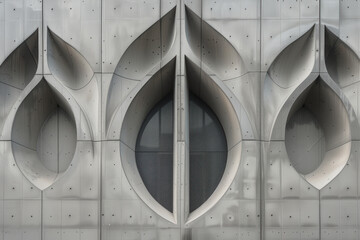 Poster - Parametric facade of a modern building inspired by new gothic architecture. Background image. Created with Generative AI technology