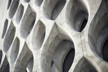 Poster - Parametric facade of a modern building inspired by new gothic architecture. Background image. Created with Generative AI technology