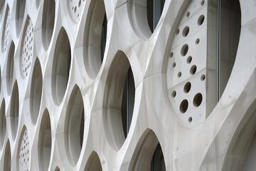 Poster - Parametric facade of a modern building inspired by new gothic architecture. Background image. Created with Generative AI technology