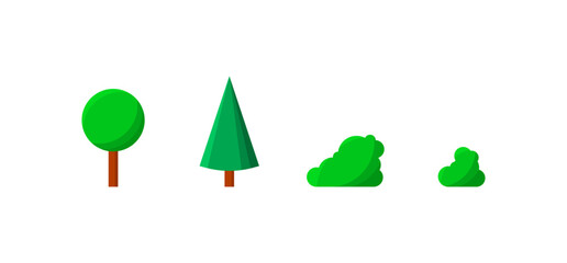 Wall Mural - trees and bushes icons. flat style. vector icons
