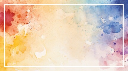Poster - Abstract colorful rainbow color painting illustration texture - Frame made of watercolor splashes, isolated on white background