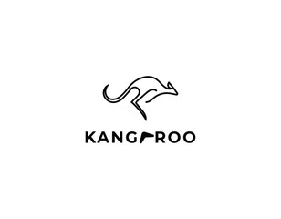 Wall Mural - Simple Lineart Kangaroo Logo Design Template