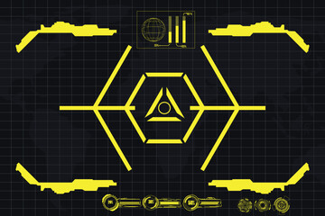 Wall Mural - digital interface hud elements set pack. user interface, frame screens. callouts titles, fui circle 
