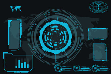 Wall Mural - digital interface hud elements set pack. user interface, frame screens. callouts titles, fui circle 