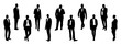 © Creative_Juice_Art - Silhouettes of diverse businessmen standing and walking full length, front and side view. Elegant men wearing formal and smart casual outfit. Vector illustration isolated on white background.
