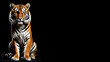 full-body portrait of an attractive tiger isolated on a solid black background