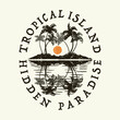 palm illustration island graphic tropical design sea vintage paradise summer surf