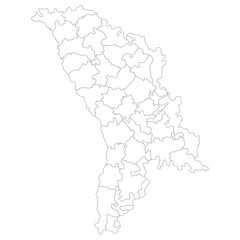  Moldova map. Map of Moldova in administrative provinces in white color
