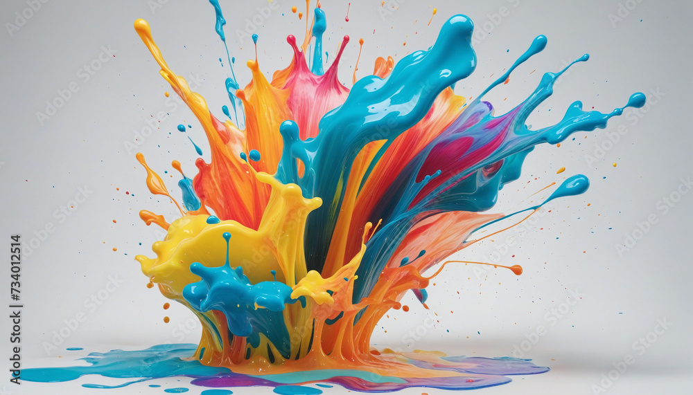 Colorful paint explosion in 3D space, isolated on transparent ...