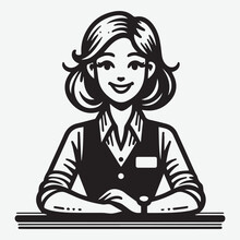 Female Librarian Vector Silhouette Black And White