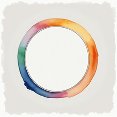 Wall Mural - Watercolor-painted round frame with blank space, isolated on clear background