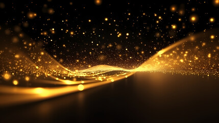 Wall Mural - Award ceremony background, golden glitter light effect decoration and bokeh