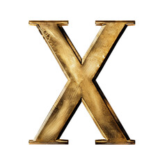 X in the style of Gold shiny and luxurious, PNG image, transparent background.