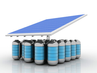 3d rendering solar panel battery with database