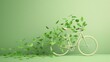 © TensorSpark - An eco-friendly bicycle with a basket overflowing with lush green leaves, symbolizing sustainable and healthy transportation in an urban environment.