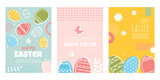 Fototapeta Kosmos - Set Easter backgrounds. Spring pattern for banners, posters, cover design templates with Easter eggs, spring flowers, geometric elements. Happy Easter. Floral backgrounds with copy space for text