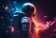 Futuristic astronaut in deep space with nebula  concept, generative AI