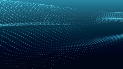 Poster - Abstract digital particle wave. Futuristic dotted wave. Big data digital code. Technology or science banner. Technology background vector. Vector illustration.