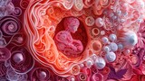 Fototapeta  - Gynecologic concept: a visual narrative of the uterus and the miracle of newborn life, capturing the beauty and significance of the reproductive journey in intimate and tender moments