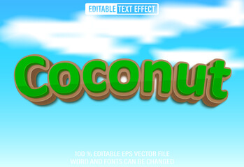 Poster - Editable 3d text style effect - Coconut text effect Template