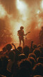 © Thanapipat - Depict an angry confrontation at a rock concert with the band playing fiercely in the background