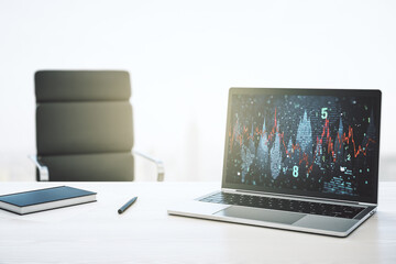 Poster - Computer monitor with abstract financial graph, finance and trading concept. 3D Rendering