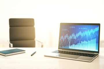Aufkleber - Abstract creative financial diagram on modern computer monitor, banking and accounting concept. 3D Rendering
