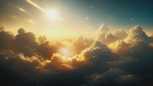 Animation Of Golden Clouds With Shining Sun