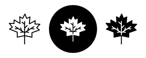 Wall Mural - Maple leaf outline icon collection or set. Maple leaf Thin vector line art