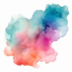Poster - Abstract colors colorful color painting illustration - watercolor splashes, isolated on square white background