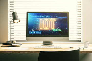 Aufkleber - Creative IOT concept on modern laptop screen. 3D Rendering